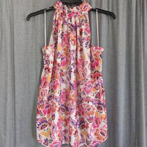 Going Out Blouse Womens 1X Sleeveless Millenium Floral Pink Purple Spring Summer